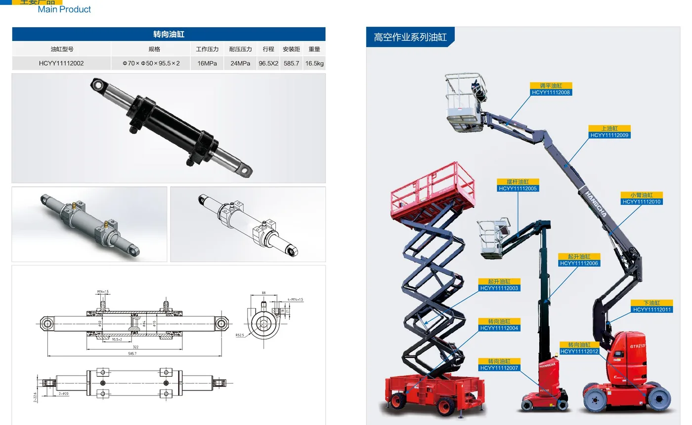 Hydraulic cylinder product and drawing catalogue view